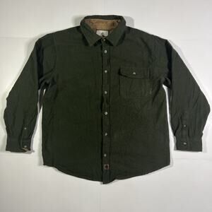 Legendary Whitetails Mens Large Green Buck Camp Flannel Shirt Pocket Outdoors